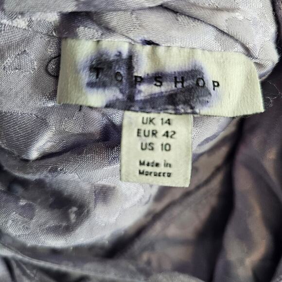 Topshop Heart Jacquard Slip Dress Womens Size 10 Purple Silky Maxi Fairy Elegant - Picture 11 of 12